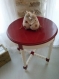 Table d'appoint bois massif style campagne/rustique relookee rouge basque et creme