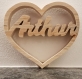Coeur à prénom chantourné en bois personnalisable - 15 cm - fait à la main en bois massif - cadeau unique