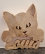 Chat à prénom chantourné en bois personnalisable - 15 cm - fait à la main en bois massif - cadeau unique