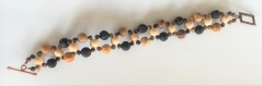 Bracelet avec double rangée perles semi précieuses et bois