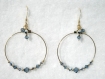Boucles d'oreilles créoles plaqué or toupies denim blue et crystal cal 2x
