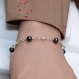 Rondes nacrées dark grey bracelet artisanal en argent 925