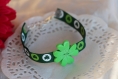 Bracelet chance avec trèfle en fimo et ruban vert