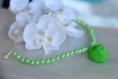 Bracelet perles avec tête de mort verte