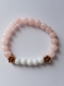 Bracelet femme pierre naturelle . jade rose et blanc