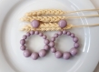 Boucles d'oreilles (modèle xl) créoles perles lilas en résine - esprit vintage