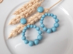 Boucles d'oreilles (petit modèle) créoles perles bleu vintage en résine - esprit vintage