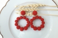 Boucles d'oreilles gabrielle (petit modèle) créoles perles fil coton rouge - esprit vintage