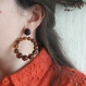 Boucles d'oreilles (grand modèle) créoles perles ambre marbré en résine transparente - esprit vintage