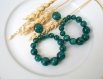 Boucles d'oreilles (grand modèle) créoles perles vert pin marbré en résine transparente - esprit vintage