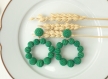 Boucles d'oreilles gabrielle (petit modèle) créoles perles fil coton vert - esprit vintage