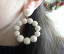 Boucles d'oreilles gabrielle (petit modèle) créoles perles fil coton beige clair - esprit vintage