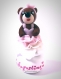 Boite à dents bijou bois personnalisée figurine ours brun kawaii tutu rose