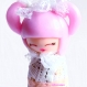 Figurine made in france geisha porte-bonheur kimono dentelle kokeshi kimmidoll cheveux rose poupée japonaise