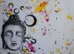 Bouddha moon- peinture acrylique sur papier toilé