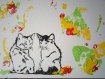 Duo (chats) - peinture acrylique sur papier toilé