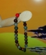 Bracelet en perles naturelles 6 mm : pierre de sang (jaspe héliotrope), grenat et corail