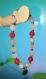 Bracelet en perles naturelles 6 mm : corail, pierre de soleil, jade blanc, quartz rose