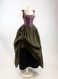Renaissance dress in dark purple & moss green linen | renaissance fair | peasant corset dress
