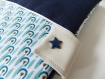 Protège carnet de sante personnalisé, fait main, en coton écologique motif bleu