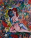 Art Érotique peinture couple amour nature peinture contemporaine fleurs nudité nus peinture corps femmes art