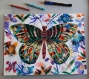 Papillon peinture papillon aquarelle papillon dessin - papillon décoration maison - art original animal - papillon fleurs céline marcoz art