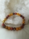 Bracelet femme agate orange, jaune, tibétaine