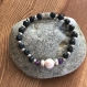 Bracelet rhodonite, améthyste et pierre de lave, perles de 6 mm