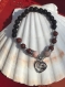 Bracelet en  jaspe rouge, rhodonite et pierre de lave