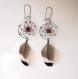 Boucles d'oreilles attrape-rêves - pierres en jaspe rouge et plumes de canard