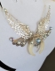 Silver moon and wings necklace