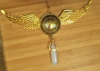 Viking golden, tree of life, wings and natural stone necklace