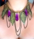 Necklace bronze feuillles and purple tassels