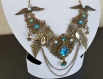 Necklace steampunk victorian bronze wings