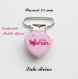 1 pince coeur, attache tétine rose coeur fait par maman passant de 25 mm