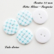 Lot de 5 boutons rond à 2 trous de 23 mm : rétro blanc turquoise