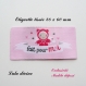 Etiquette tissée  - fait pour moi -  28 x 60 mm, rose poupée