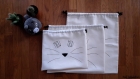 Sac pochon meow, tête de chat. sac de rangement en coton, cousu et peint à la main
