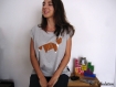 T-shirt tangram renard, peint à la main