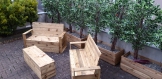 Salon de jardin en bois 1400x600x1600