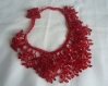 Collier corail rouge rubis en perles de rocaille et cube de miyuki