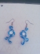 Boucle d 'oreilles fil d' alu bleu et argent avec strass