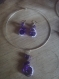 Parure collier couleur en argent avec médaillon en fil d 'aluminium violet plat. et perles blanches 