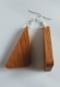 Boucles d'oreilles pendantes en bois de chêne massif.
