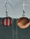 Boucles d'oreilles pendante ronde en plaqué argent et insert en verre.