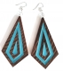 Boucles d'oreilles pendantes en bois de look et résine série bleu océane