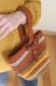 Sac seau au crochet  fait main multicolore (marron, gris, jaune moutard) 