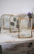 Cadre verre et métal doré fleurs séchées, herbier art botanique, art pressé de fleurs, gypsophile, eucalyptus