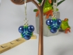 Boucles d’oreille trio – bleu cobalt – dégradé de bleu, vert et jaune