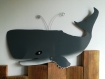 Baleine en bois, baleine métal, décoration murale, décoration bord de mer, accessoire de bureau, objet décoration écologique, ray-kup